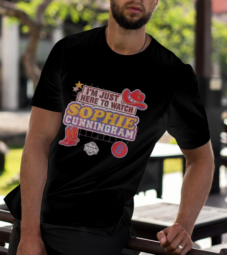 I'm Just Here To Sophie Cunningham WNBA Cowboys Hat Boots Star 8 T-Shirt