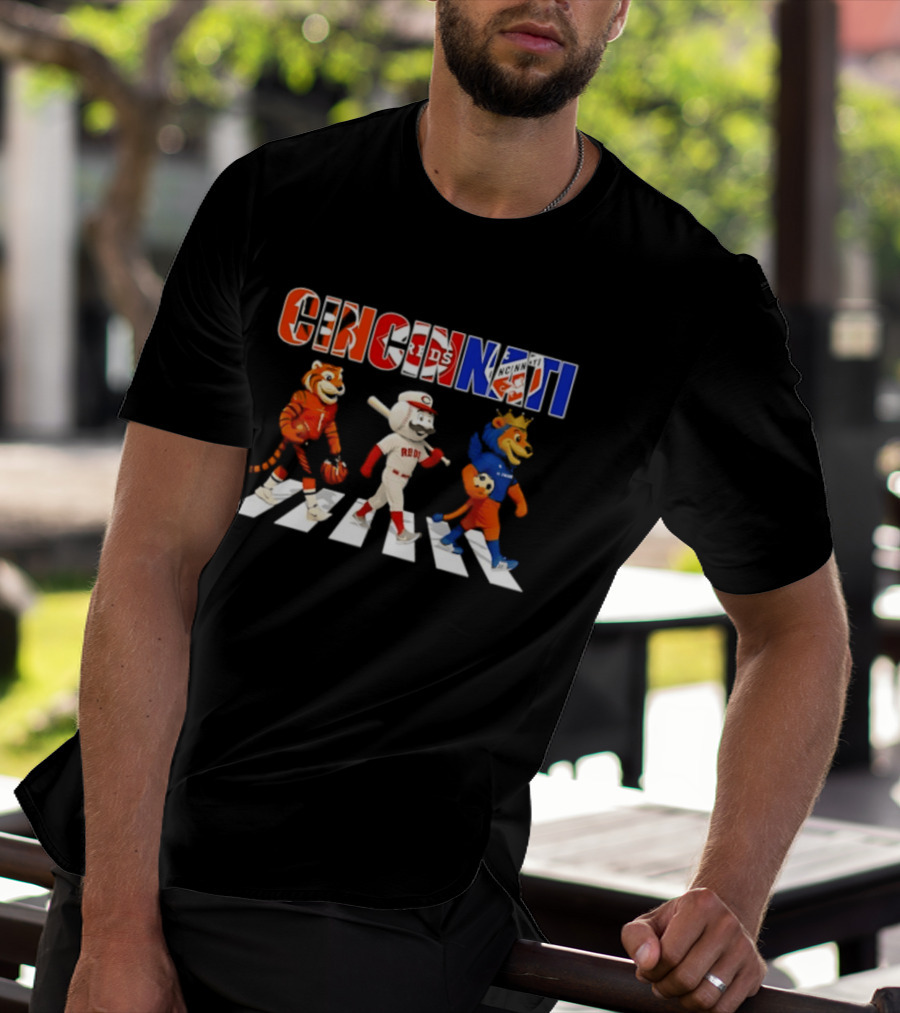 Cincinnati Reds Bengals Lions Mascots Abbey Road 2026 T-Shirt