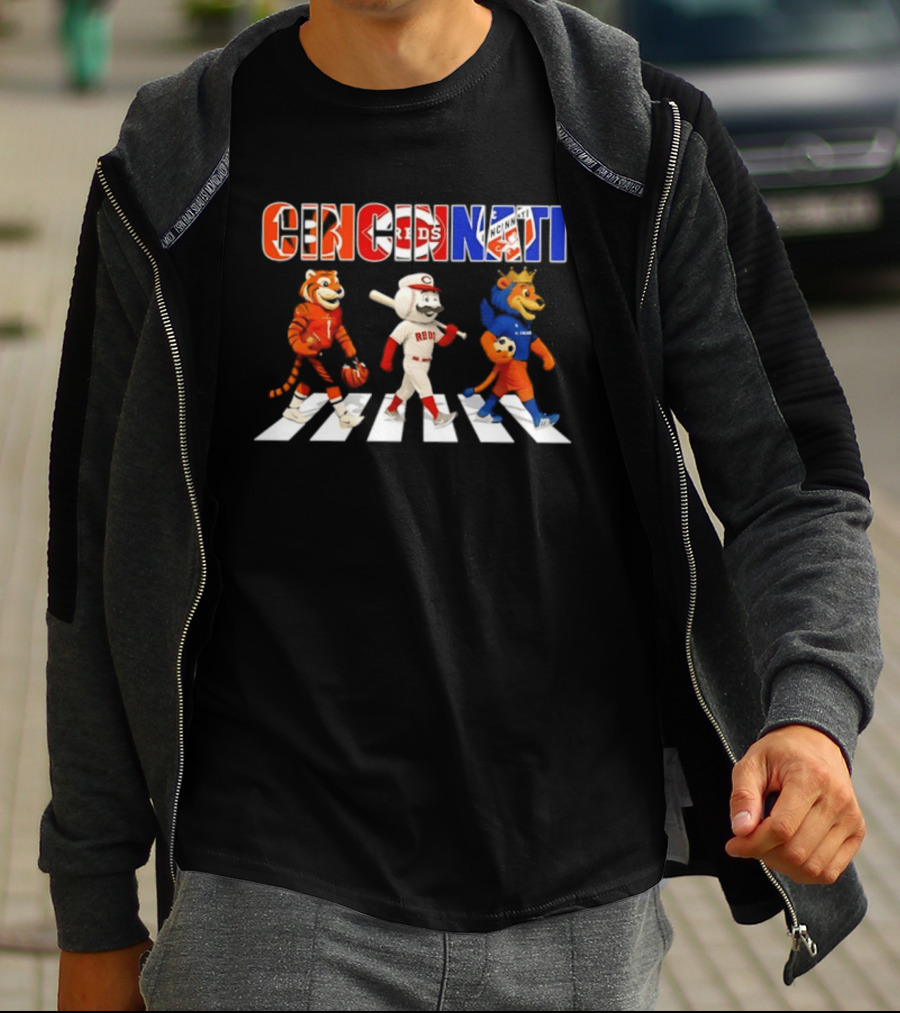 Cincinnati Reds Bengals Lions Mascots Abbey Road 2026 T-Shirt