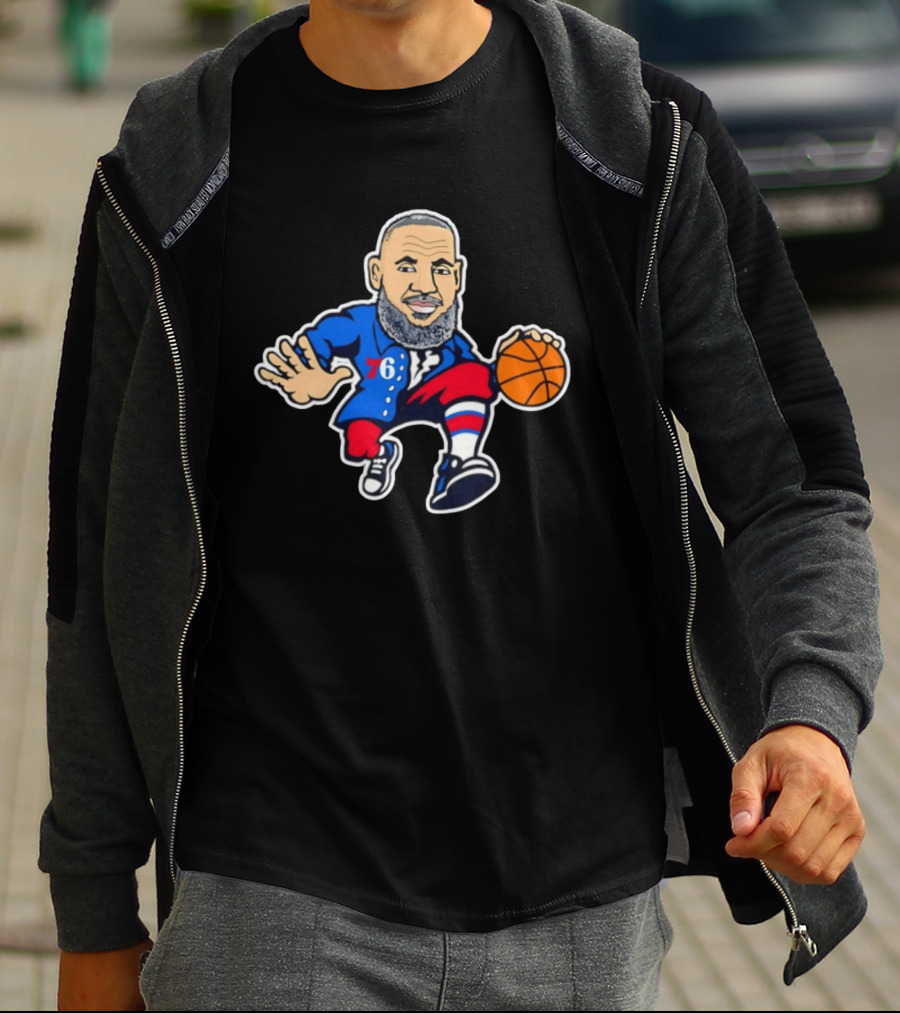 LeBron James Philadelphia Sixers Cartoon Basketball Player With Number 76 T-Shirt