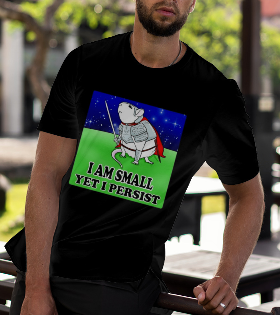 I Am Small Yet I Persist Knight Rat Armor Red Cape Stars T-Shirt