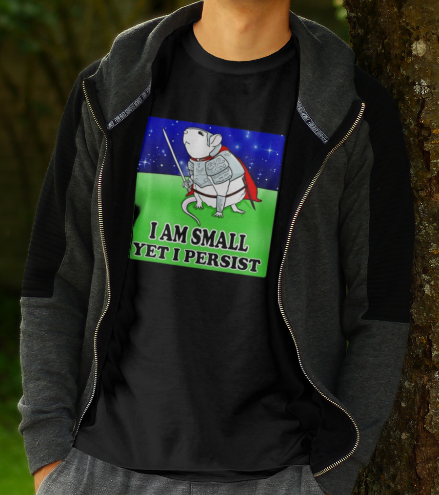 I Am Small Yet I Persist Knight Rat Armor Red Cape Stars T-Shirt