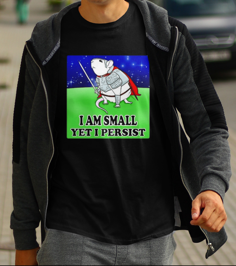 I Am Small Yet I Persist Knight Rat Armor Red Cape Stars T-Shirt