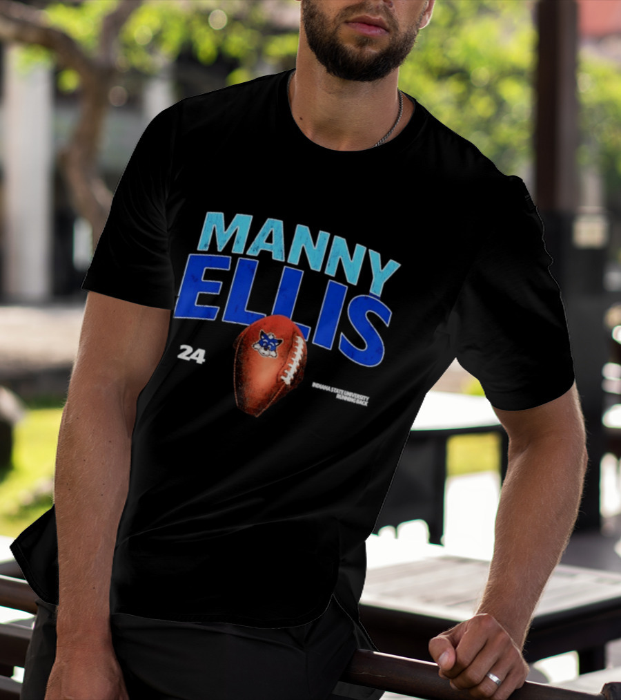 Manny Ellis 24 Indiana State University Running Back Football Sycamores T-Shirt