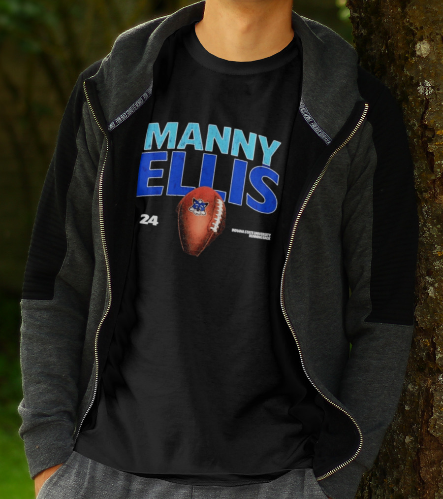 Manny Ellis 24 Indiana State University Running Back Football Sycamores T-Shirt