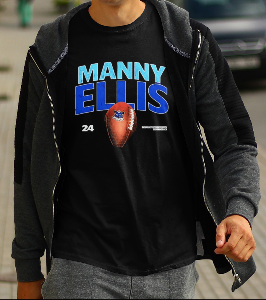 Manny Ellis 24 Indiana State University Running Back Football Sycamores T-Shirt