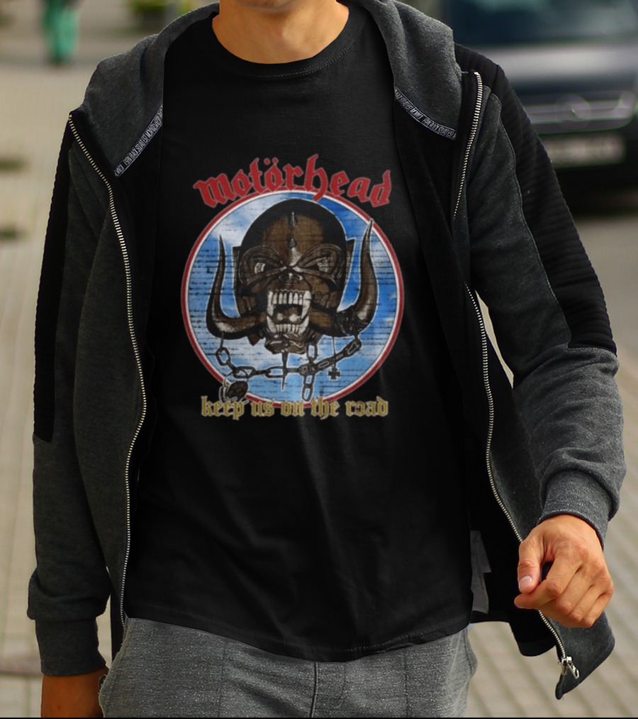 Motörhead Keep Us On The Road Skull Chain Iconic Rock Motif T-Shirt