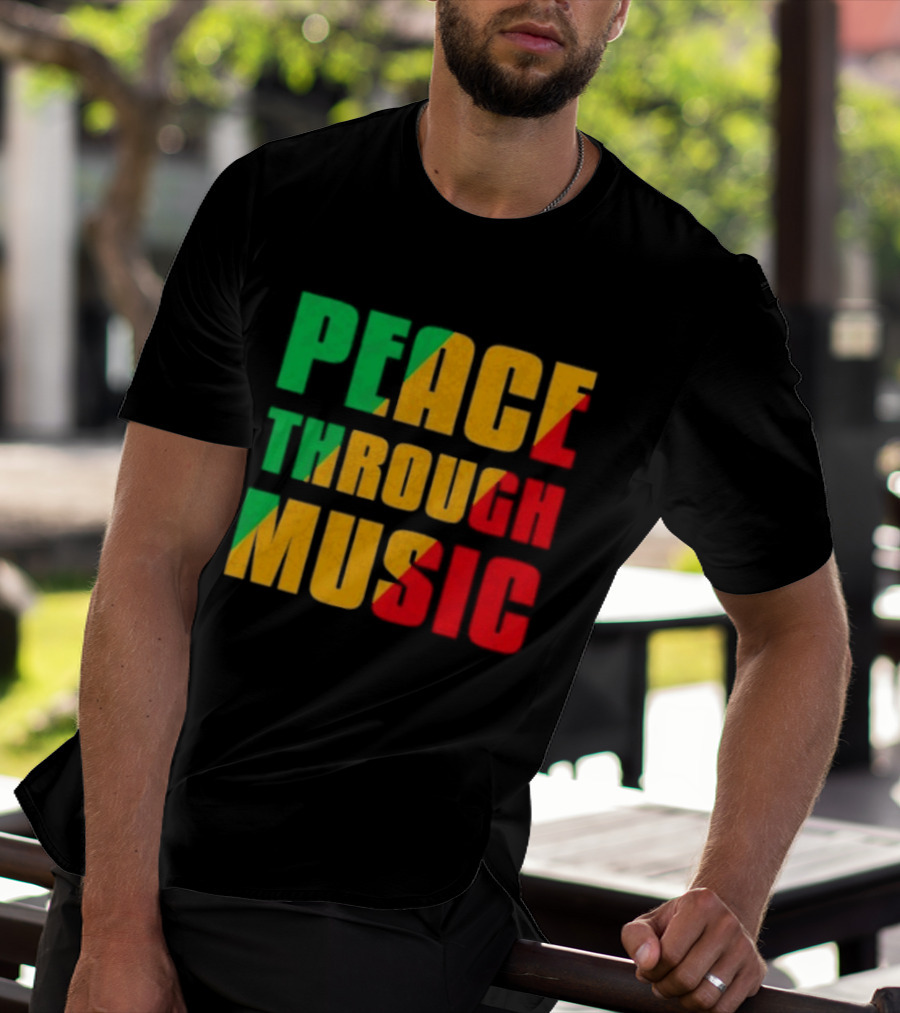 Peace Through Music Reggae Rasta Jamaica T-Shirt