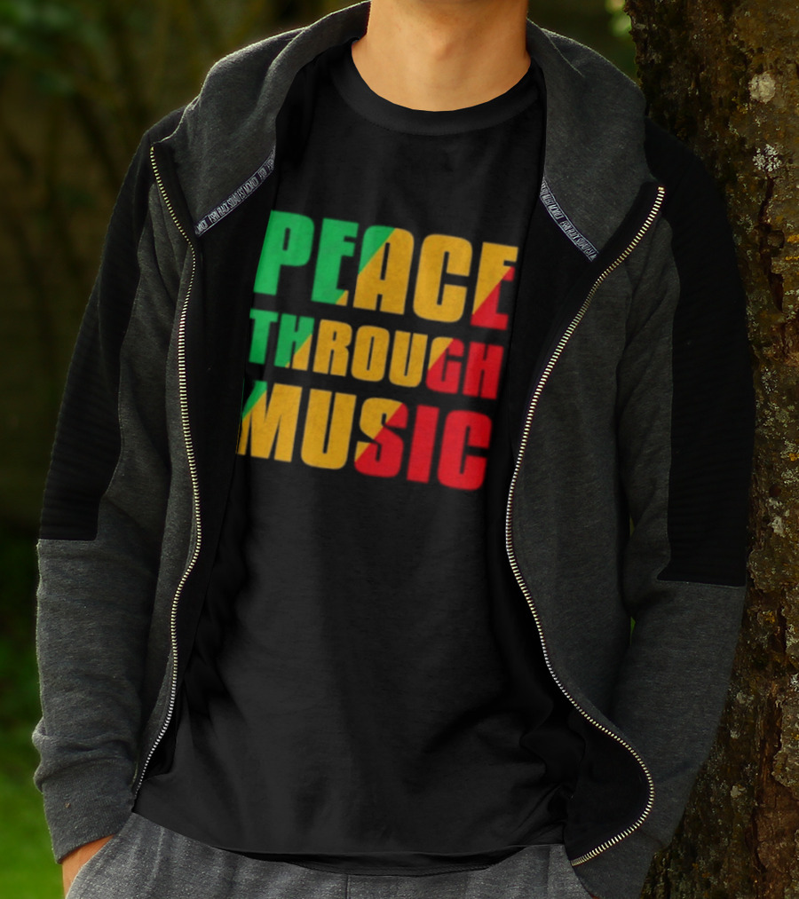 Peace Through Music Reggae Rasta Jamaica T-Shirt