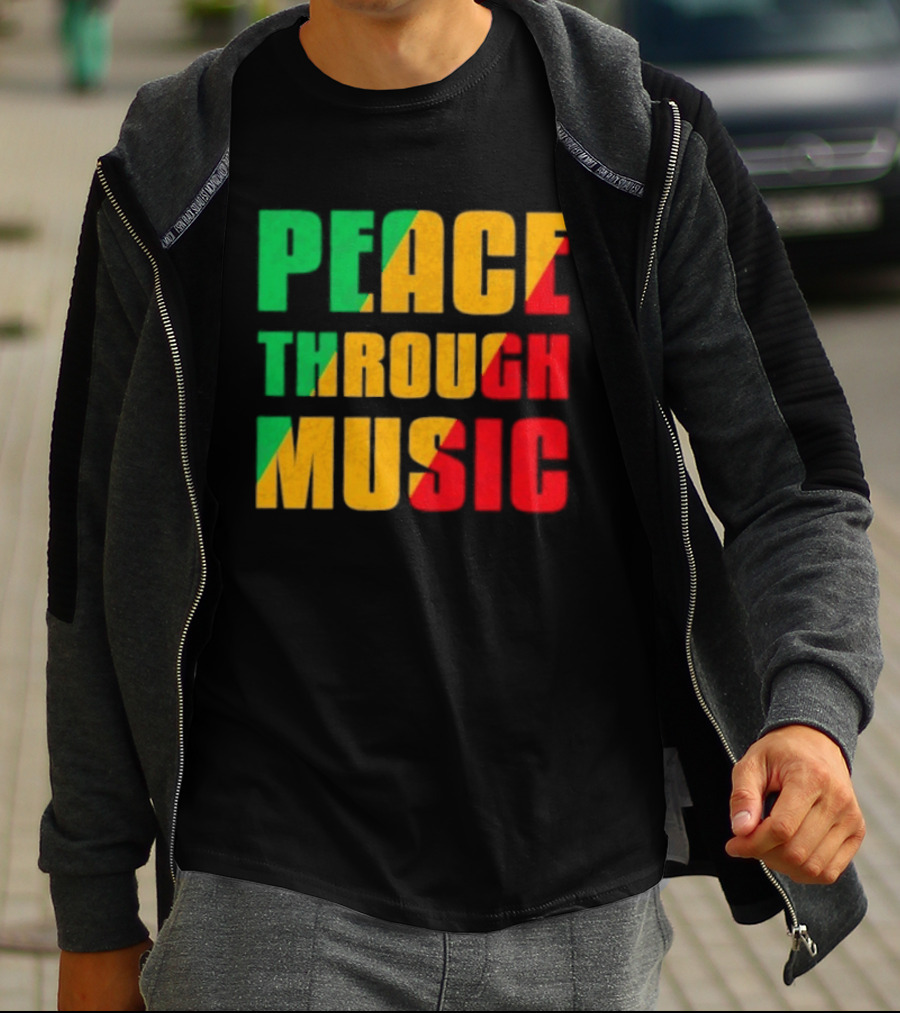 Peace Through Music Reggae Rasta Jamaica T-Shirt