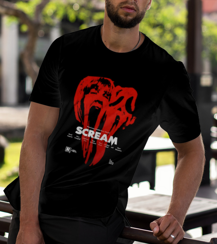 Scream What Is Your Favorite Scary Movie Blood Mask Painting T-Shirt