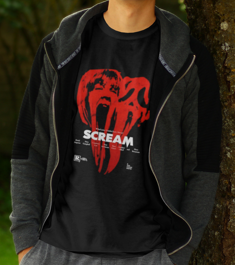 Scream What Is Your Favorite Scary Movie Blood Mask Painting T-Shirt