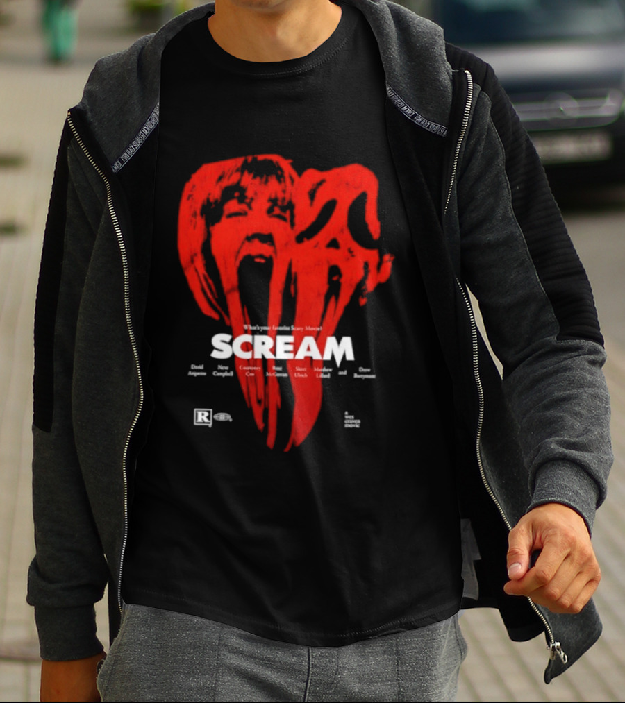 Scream What Is Your Favorite Scary Movie Blood Mask Painting T-Shirt