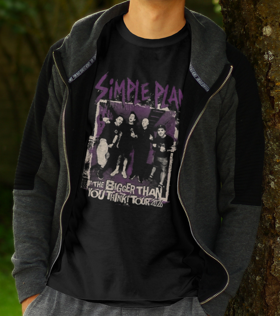 Simple Plan The Bigger Than You Think Tour 2026 The Sequel Band Photo Cities List T-Shirt