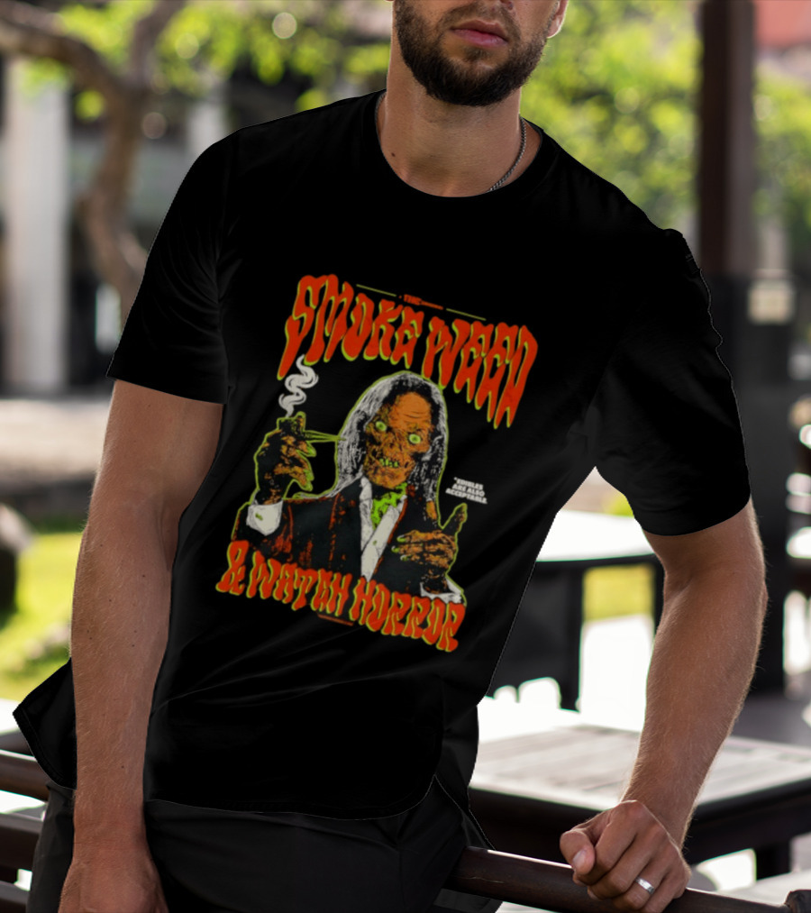 Smoke Weed And Horror With Edibles Are Also Acceptable Creepy Zombie T-Shirt