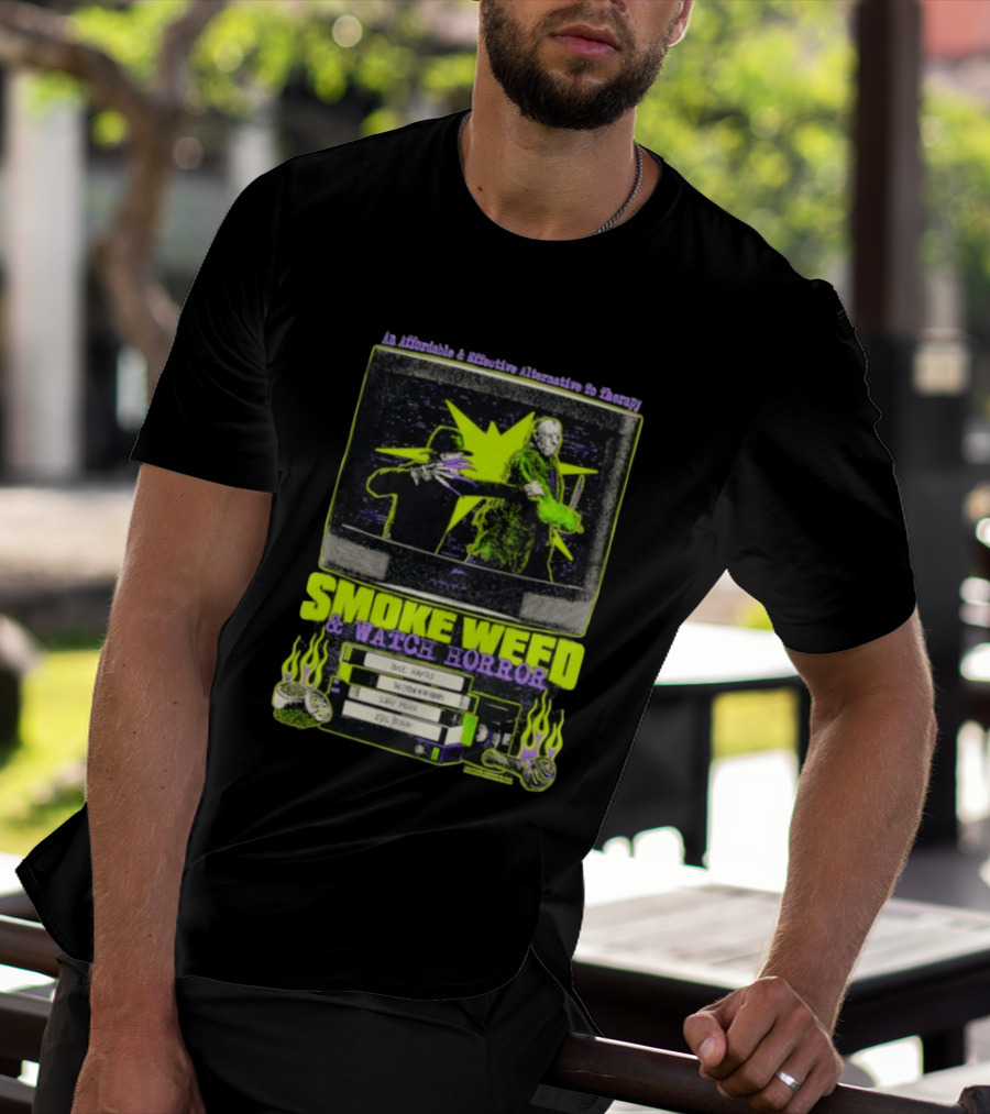 Affordable Effective Alternative Freddy Krueger Jason Voorhees Smoke Weed Horror T-Shirt