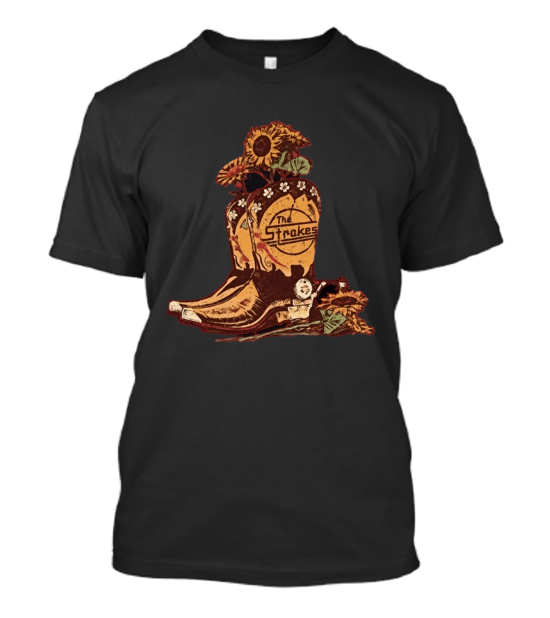 The Strokes Reality Awaits Tour 2026 Sunflower Cowboy Boots T-Shirt