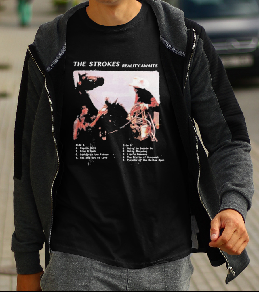 The Strokes Reality Awaits Tracklist Cowboy Imagery Future Nostalgia Space Cowboys T-Shirt