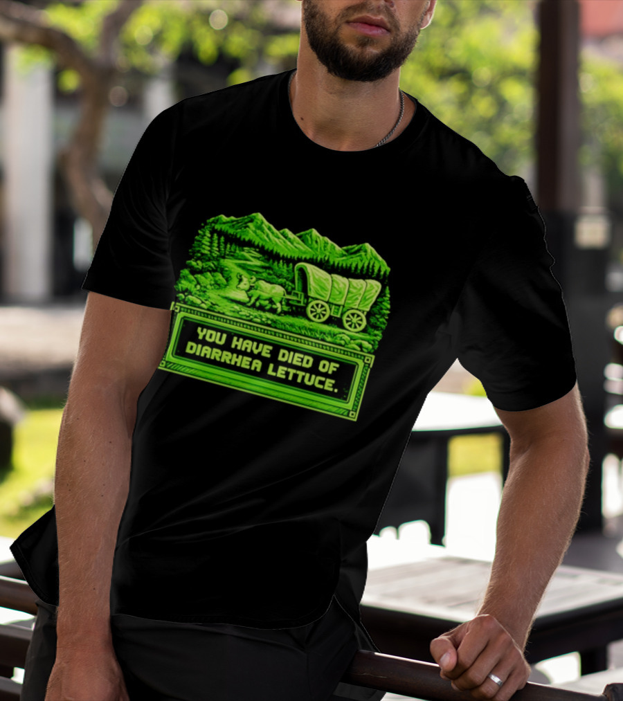 You Have Died Of Diarrhea Lettuce Wagon Trail Retro Gaming T-Shirt