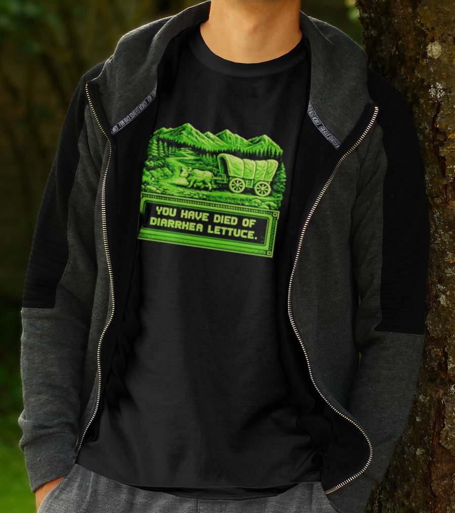 You Have Died Of Diarrhea Lettuce Wagon Trail Retro Gaming T-Shirt