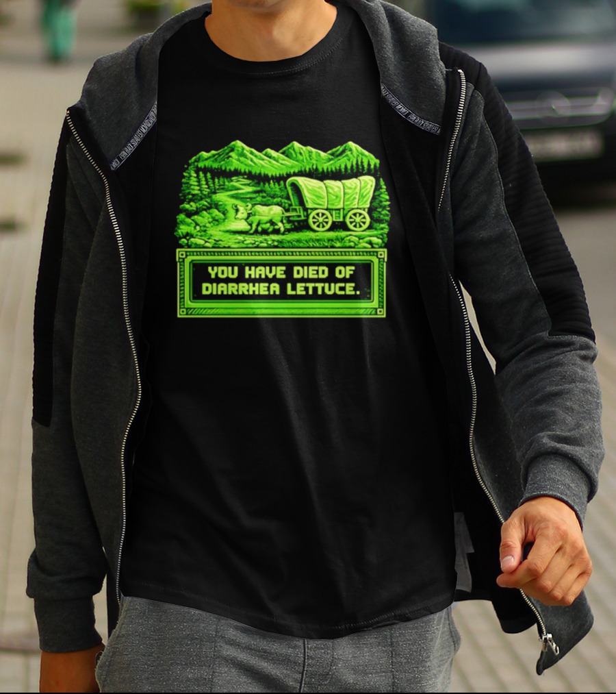 You Have Died Of Diarrhea Lettuce Wagon Trail Retro Gaming T-Shirt
