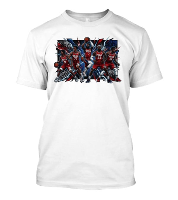 Philadelphia 76ers Lebron James Jaylen Brown Joel Embiid VJ Edgecombe Tyrese Maxey Phila Red Jerseys Basketball Team T-Shirt