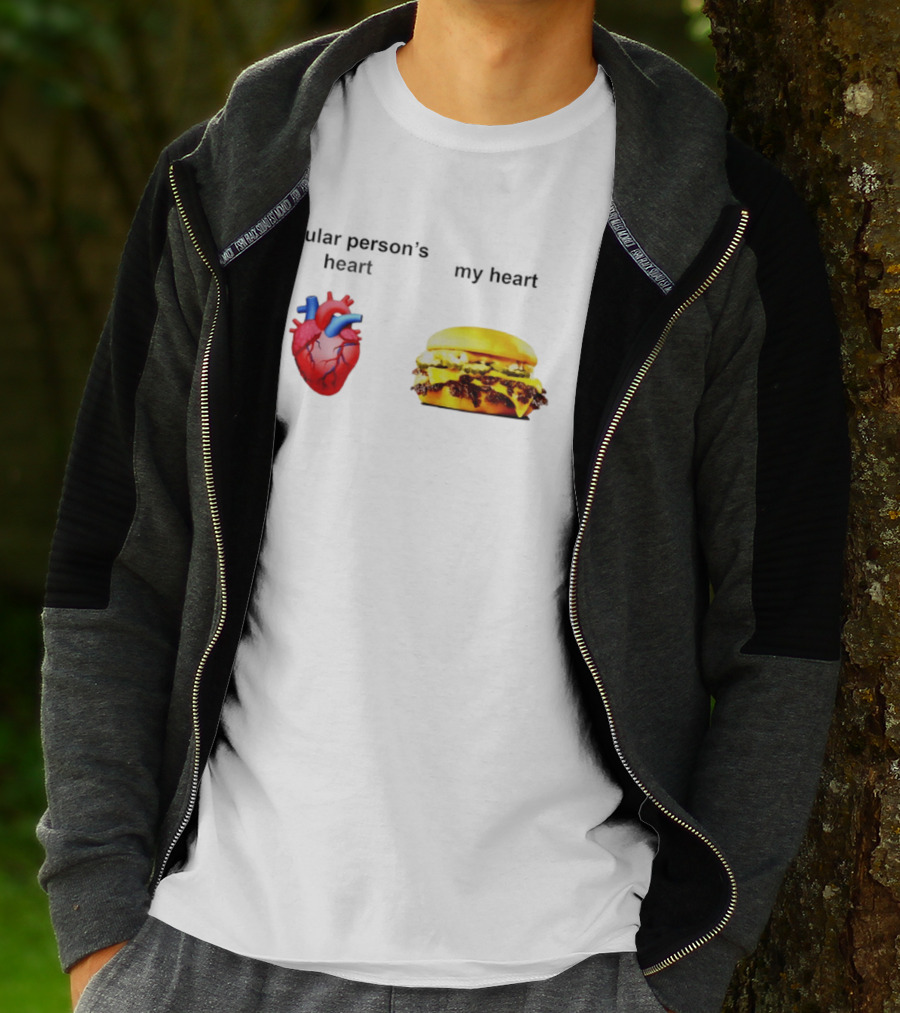 Regular Person's Heart My Heart Burger Real Vs Food Lover's Comparison T-Shirt