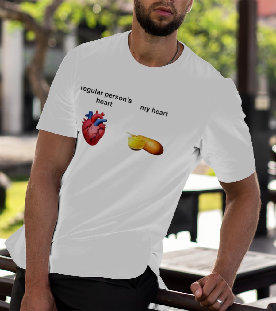 Regular Person's Heart My Heart Corn Dog Mustard T-Shirt