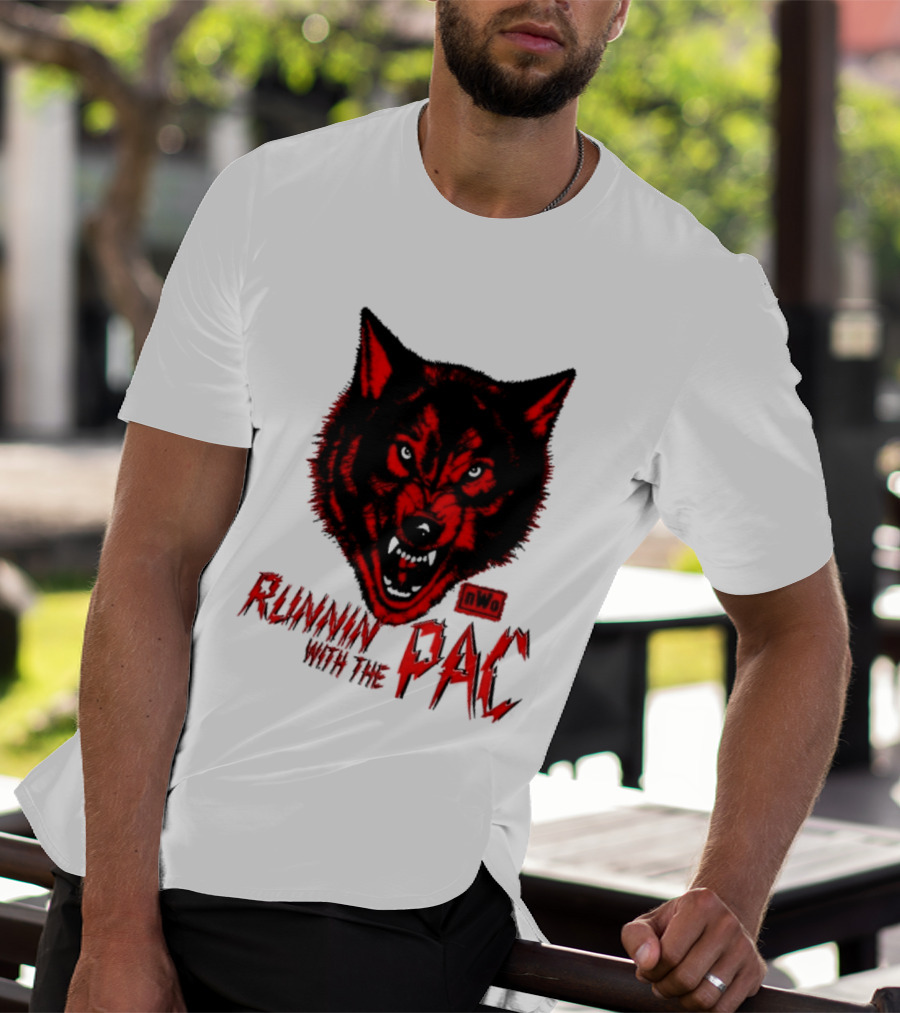 Runnin With The Pac Wolf NWo New World Order 2 Sided T-Shirt