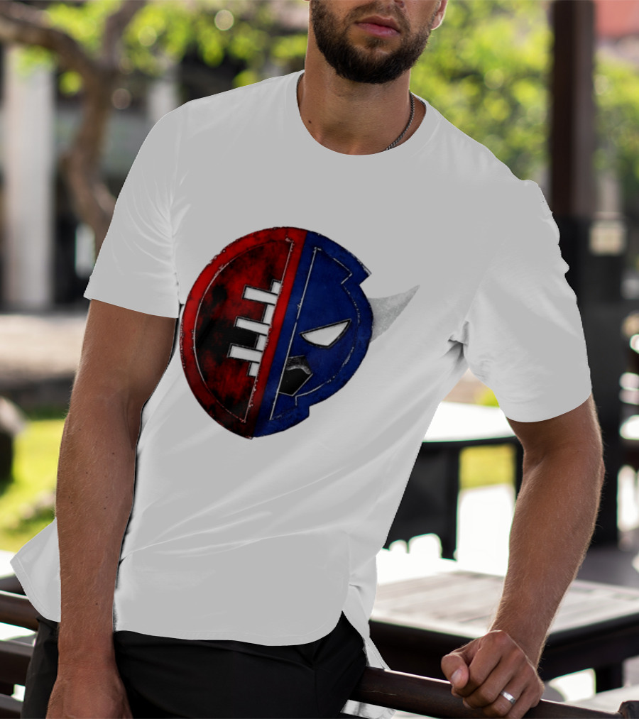 Buffalo Football Fusion Mask Emblem Red Blue Horns T-Shirt