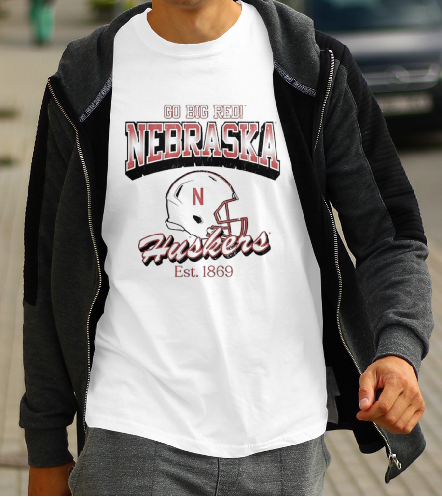 Go Big Red Nebraska Huskers Est 1869 Helmet T-Shirt