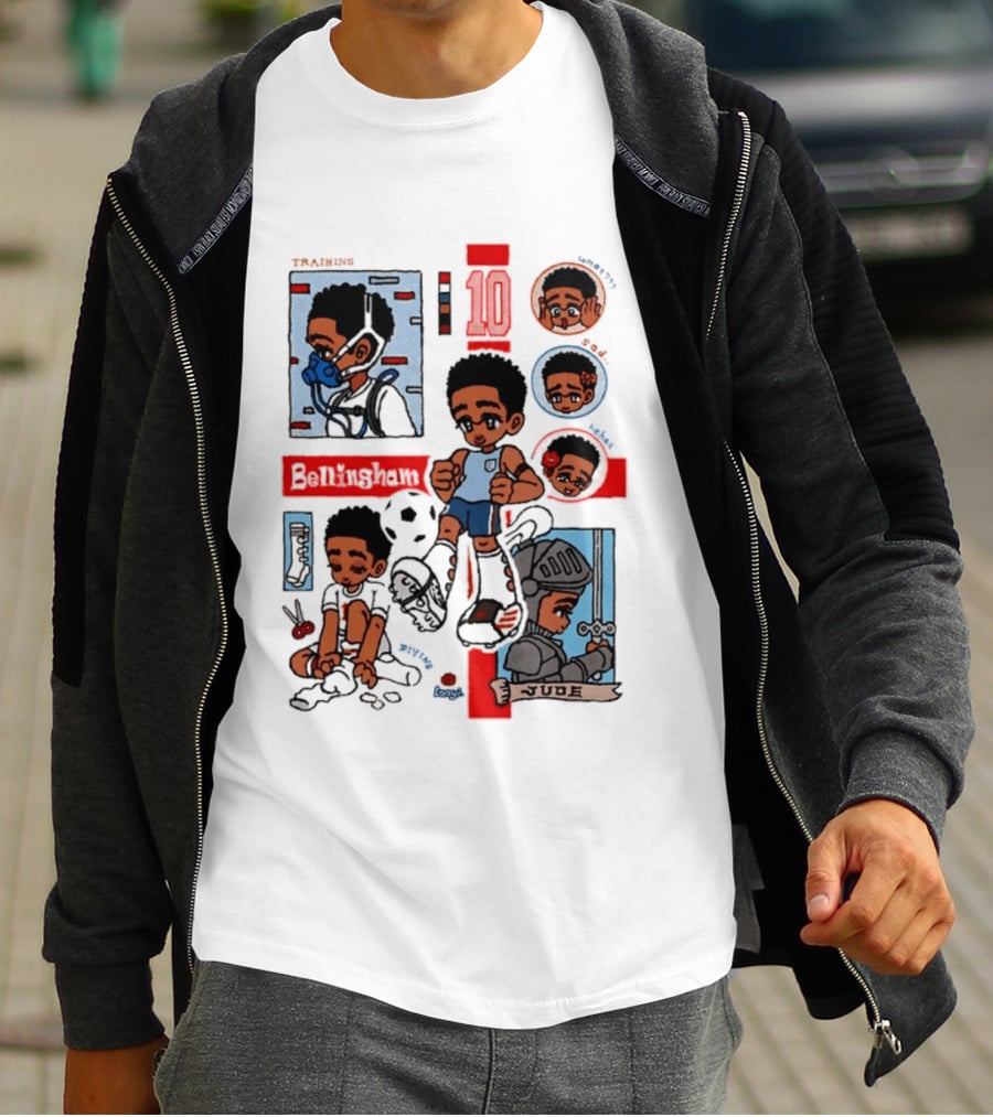 Jude Bellingham Kawaii Cartoon Soccer Training Armor Emotions T-Shirt