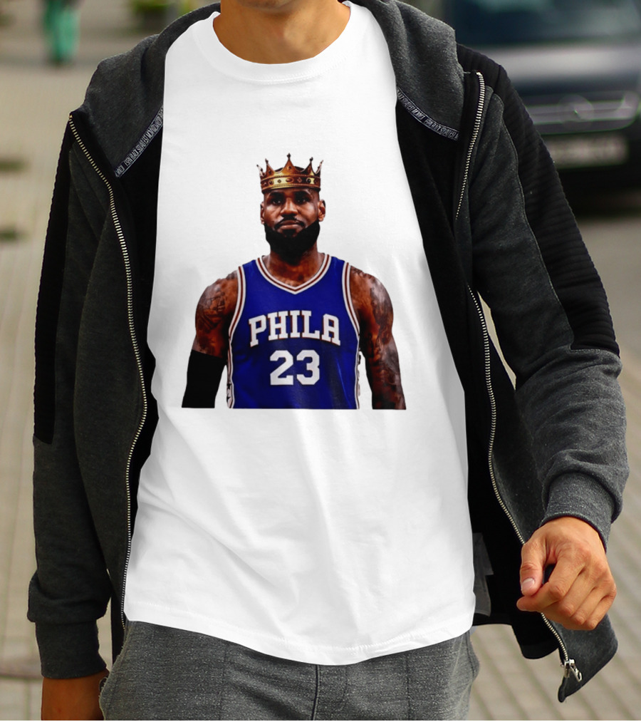 Lebron James 23 Phila Basketball King With Crown T-Shirt