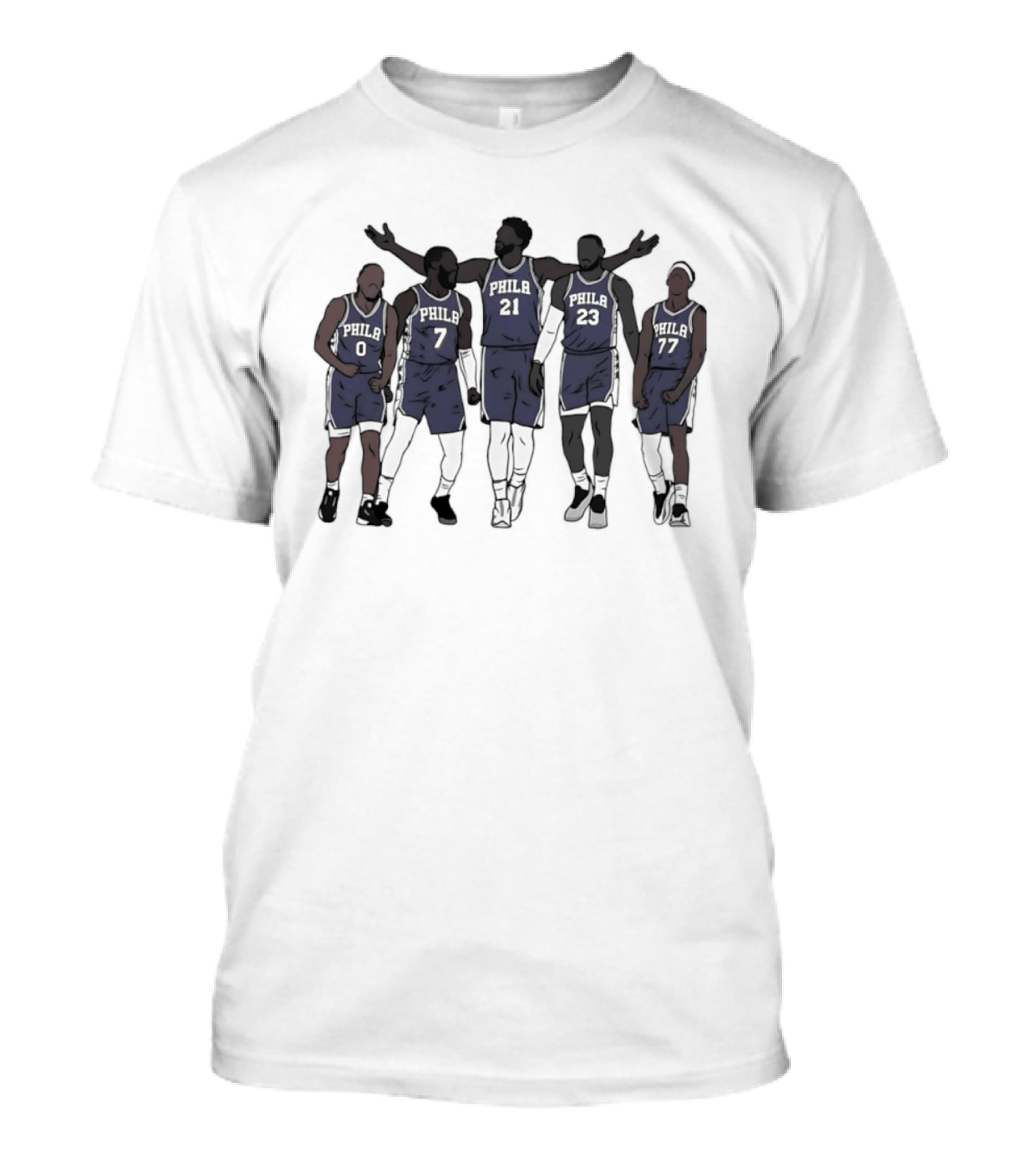 Lebron James Jaylen Brown Joel Embiid VJ Edgecombe Tyrese Maxey Philly 21 23 0 7 77 T-Shirt