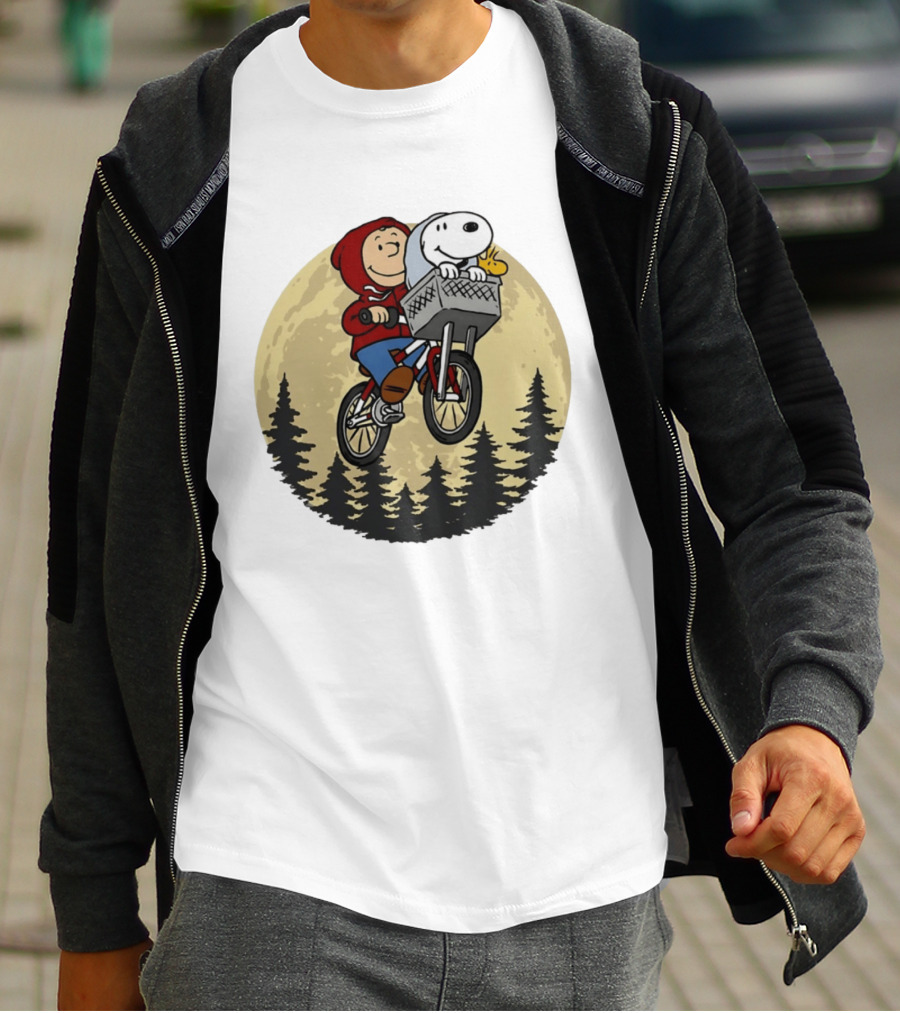 Moon Ride Snoopy And Charlie Brown Bicycle Adventure T-Shirt