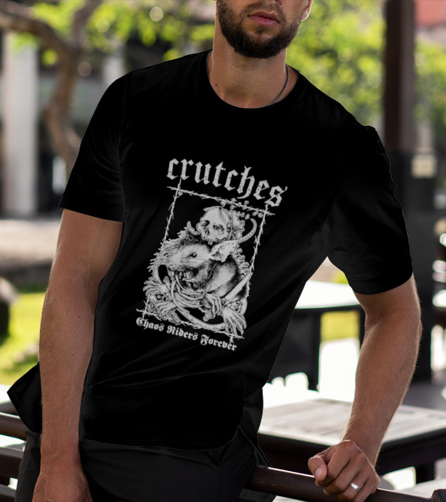 Crutches Chaos Riders Forever Skull Punk Rock T-Shirt