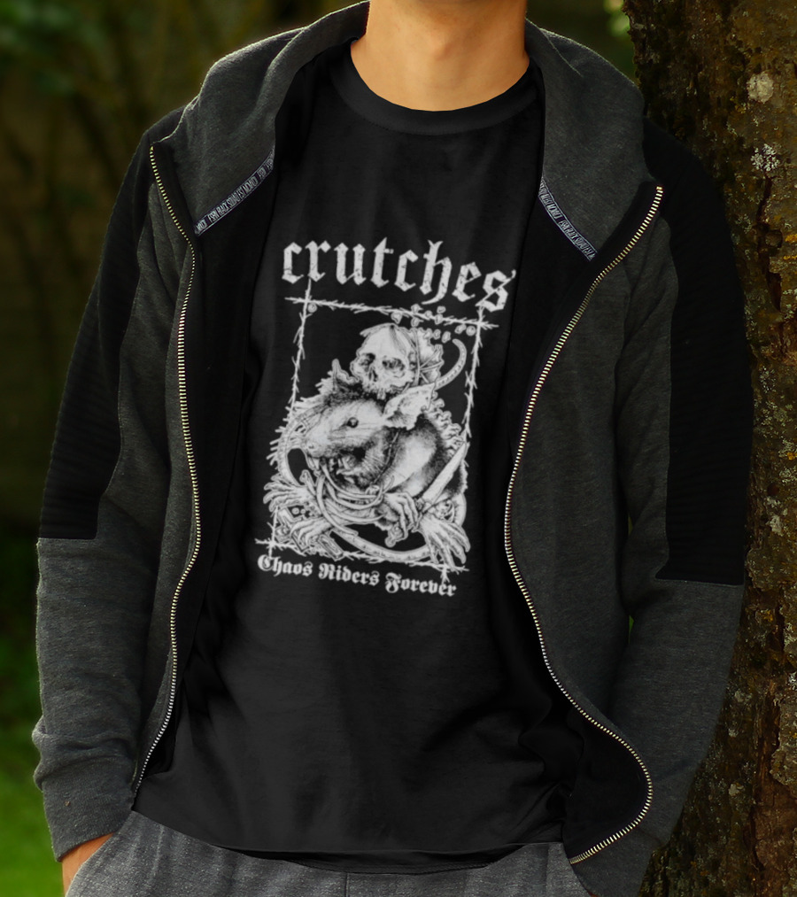 Crutches Chaos Riders Forever Skull Punk Rock T-Shirt