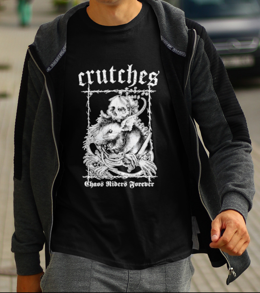 Crutches Chaos Riders Forever Skull Punk Rock T-Shirt