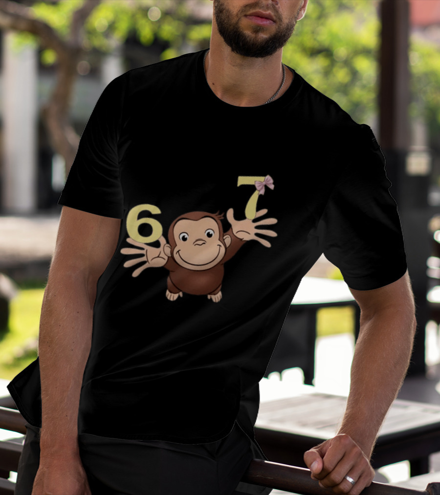 Curious George 67 Birthday Celebration Monkey And Numbers T-Shirt
