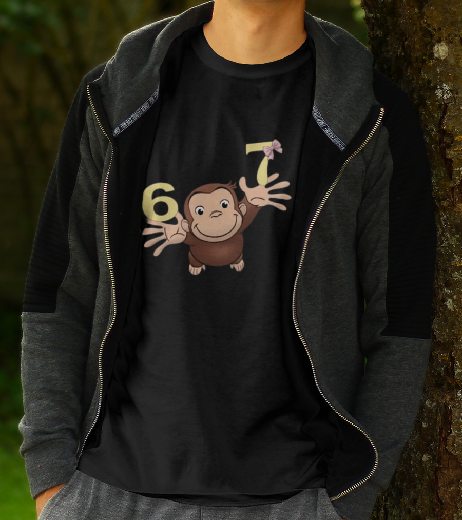 Curious George 67 Birthday Celebration Monkey And Numbers T-Shirt