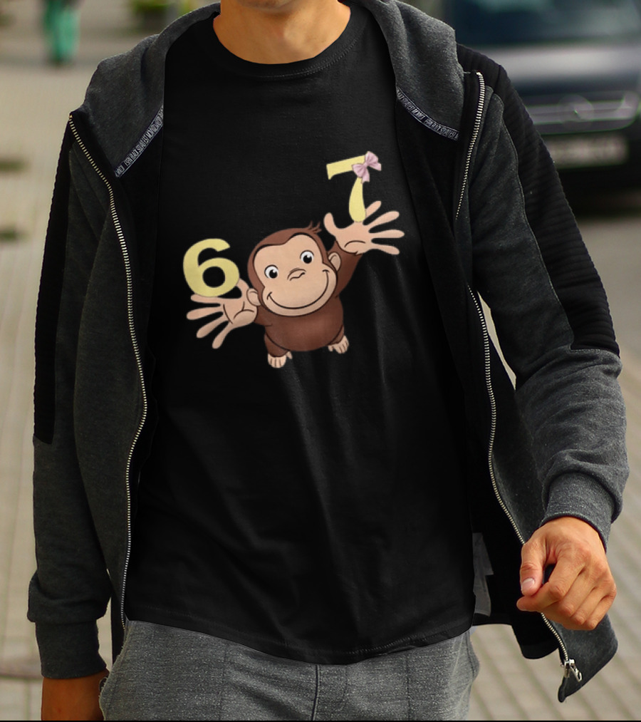 Curious George 67 Birthday Celebration Monkey And Numbers T-Shirt