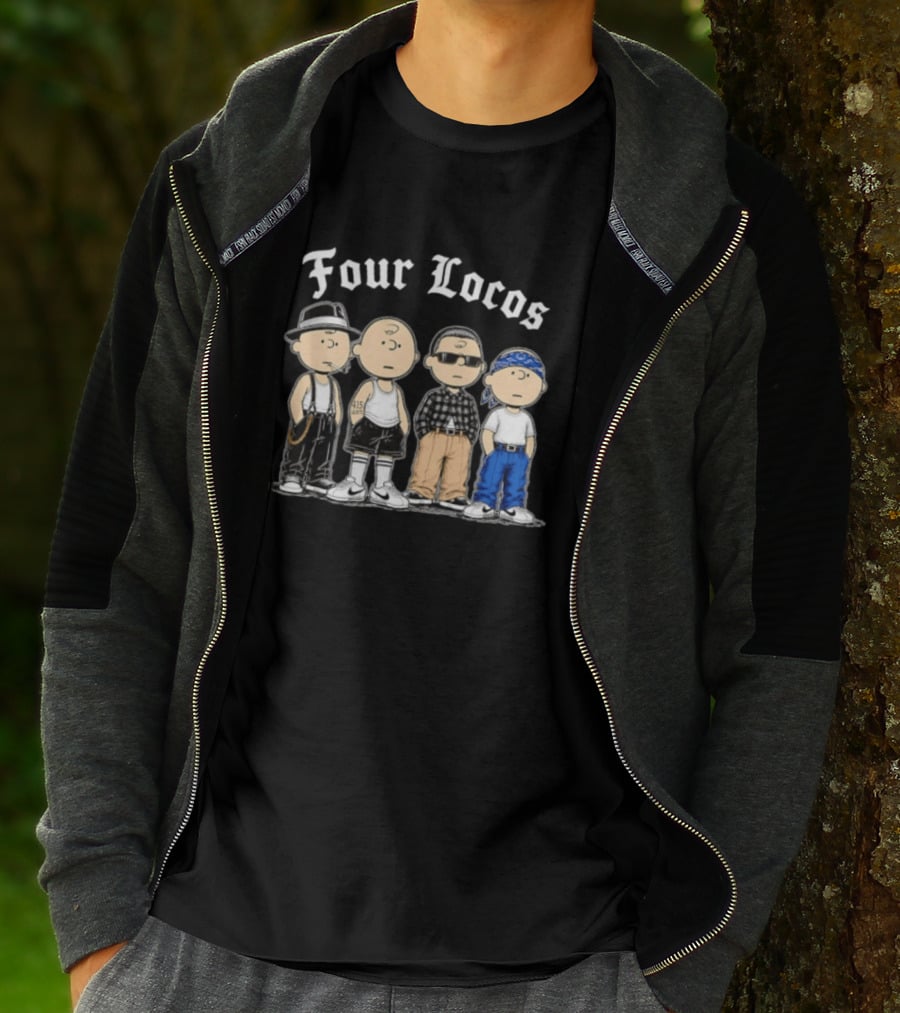 Four Locos Peanuts Gang Cholo Charlie Brown Characters T-Shirt