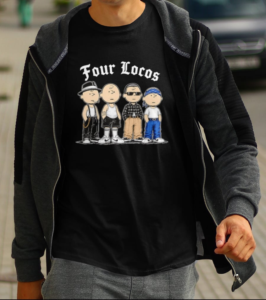 Four Locos Peanuts Gang Cholo Charlie Brown Characters T-Shirt