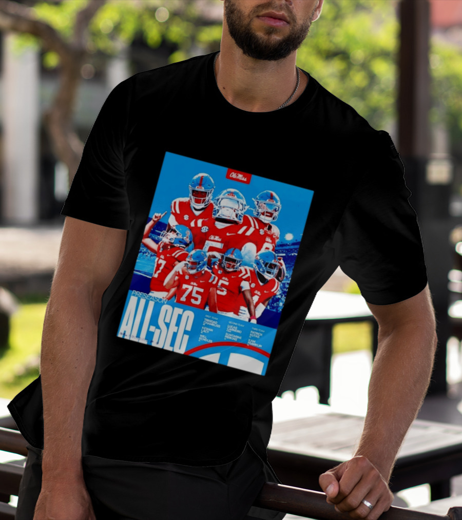Ole Miss Rebels Preseason All SEC First Second Third Team Football Players T-Shirt