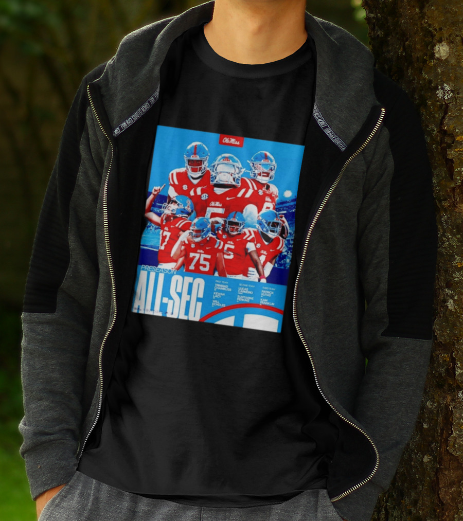 Ole Miss Rebels Preseason All SEC First Second Third Team Football Players T-Shirt