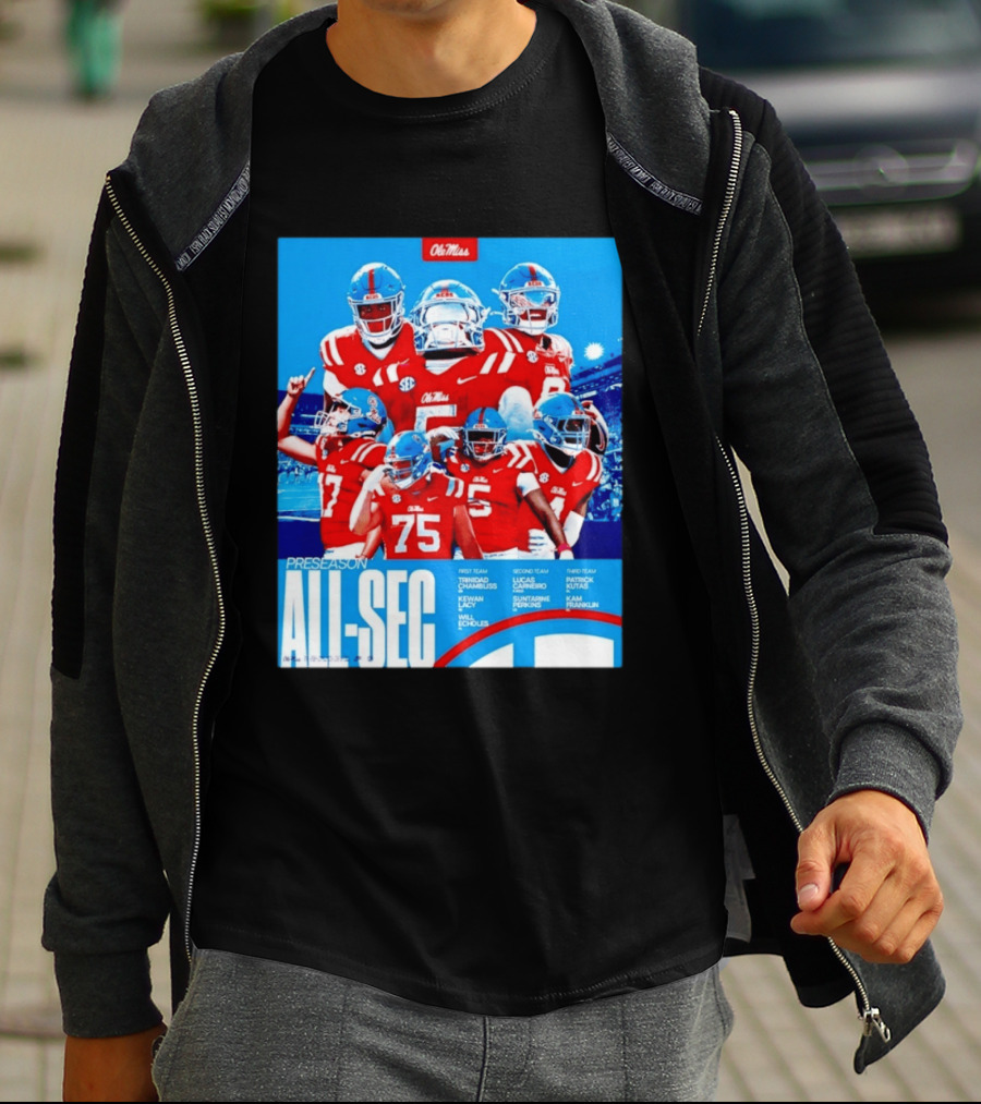 Ole Miss Rebels Preseason All SEC First Second Third Team Football Players T-Shirt