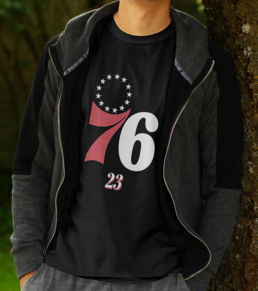 Philadelphia 76ers LeBron James 23 In The Paint Name And Number Royal 76ers T-Shirt
