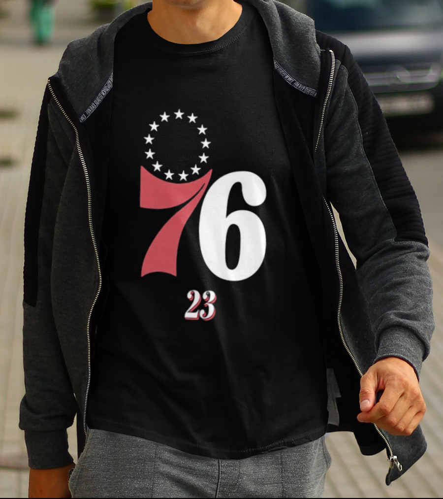 Philadelphia 76ers LeBron James 23 In The Paint Name And Number Royal 76ers T-Shirt