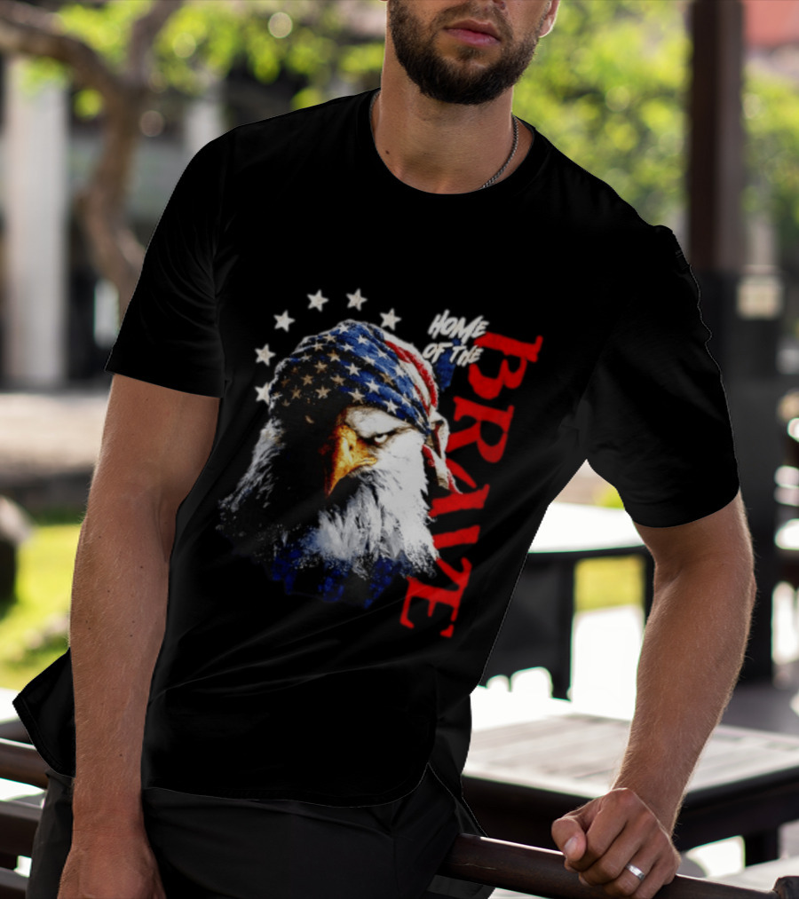 American Eagle Bandana Home Of The Brave Stars T-Shirt