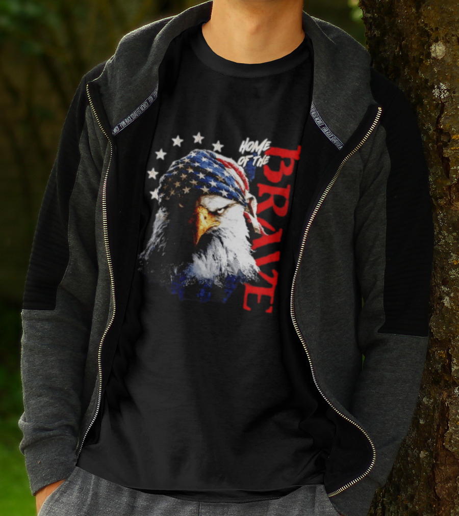 American Eagle Bandana Home Of The Brave Stars T-Shirt